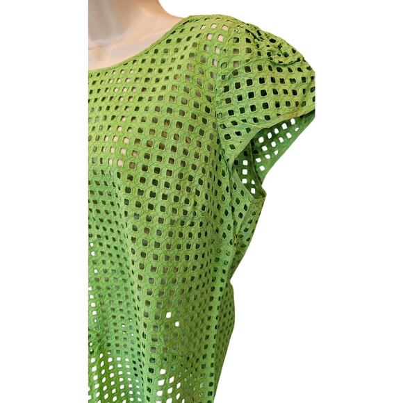 Vineyard Vines sz 14 lime green see through net layering top whale zipper NWOT - Picture 3 of 8